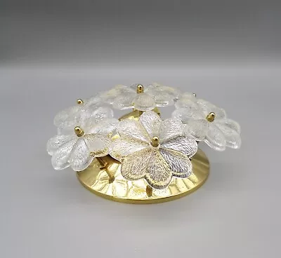 Rare Mid Century Murano Glass Flowers Brass Ceiling Lamp Flush Mount Ernst Palme • $890