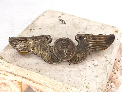 Vintage WW2 Air Crew Army US Air Force Sterling Silver Wings Badge Pin 3  AAF • $95