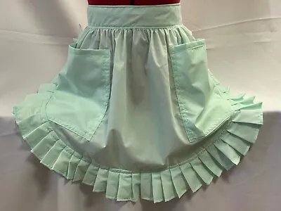 £20.99 • Buy RETRO VINTAGE 50's STYLE HALF APRON / PINNY With 2 POCKETS - MINT GREEN