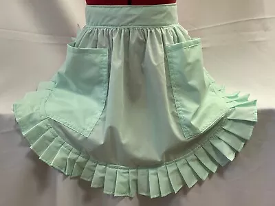 RETRO VINTAGE 50's STYLE HALF APRON / PINNY With 2 POCKETS - MINT GREEN • £20.99