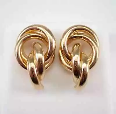 Delicate Vintage Estate Women Chunky Huggie Hoop Earrings 14K Yellow Gold Plated • $111.99