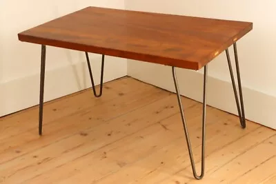 Teak Coffee / Utility Table / Plant Stand Reclaimed Hairpin Legs Laboratory Lab • £125