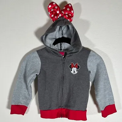 Disney Kid's Minnie Mouse Hoodie With Bow Accent Size 4T Great Used Condition • $10