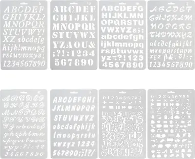 Pack Of 8 Plastic Alphabet Letter Number Drawing Painting Stencils Scale Templat • $36.96