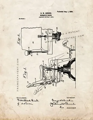 Barber's Chair Patent Print Old Look • $19.32