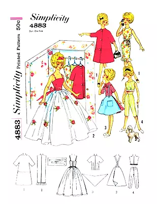 Vintage 1964 Tammy Barbie Clothes & Closet Pattern Reproduction Simplicity 4883 • $7.95