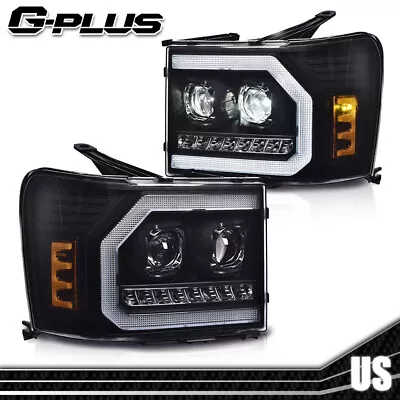 Fits For 2007-2013 GMC Sierra 1500 2500HD 3500HD LED Tube Projector Headlights  • $161.72