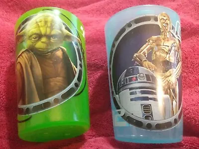 Zak!  Star Wars 8 Oz Plastic Cup Tumbler~ Yoda Green C-3PO R2-D2 Blue Set Of 2  • $7.35