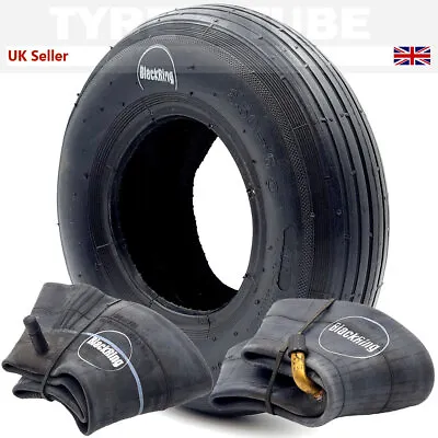 3.50-6 Tyre & Tube (350x6) Wheelbarrow Truck Trolley & Garden Cart Rib Tread 4PR • £12.99