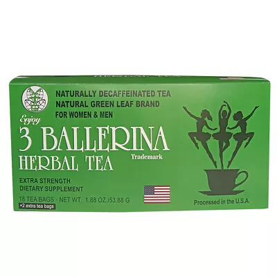 3 BALLERINA HERBAL TEA NATURALLY DECAFFEINATED WOMEN MEN 1.88oz • $12.24