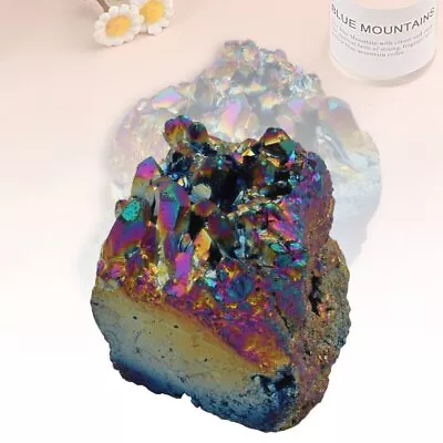 £6.08 • Buy Natural Quartz Crystal Rainbow Titanium Cluster Mineral Specimen Healing StoneBZ
