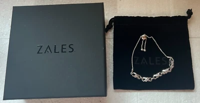 $49.99 • Buy Zales Sterling And Diamond Infinity Bracelet With Pouch And Gift Box