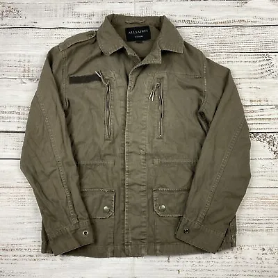 All Saints Mens S Womens M Coat Field Luke Military Jacket Utility Cargo Olive • £40.53