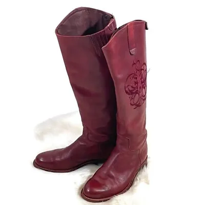 Frye Cherry Red Leather Riding Boots • $199