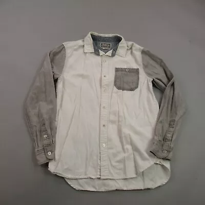 Modern Amusement Shirt Mens Medium Long Sleeve Button Adult White Cotton • $18.97