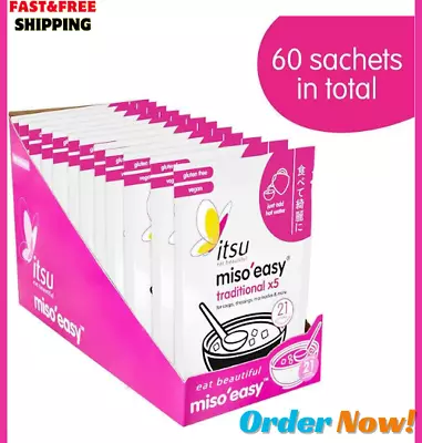 Itsu Miso Easy Traditional Miso - Instant Miso Soup Sachets 12x105g Pack 12-60 S • £24.98