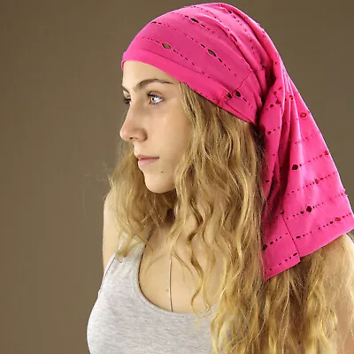 Hot Pink Stretch Cotton Tube Headwear Headband Durag Bandana Hippie Boho Dreads • $12