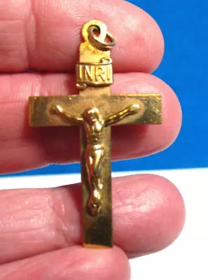 14k Gold Filled Holy Cross Pendant Vintage 1.9 Grams 22 X 35 Mm • $125