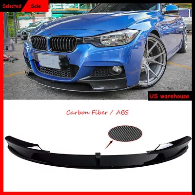 Front Bumper Spoiler Lip For 2012-18 BMW F30 328i 3 Series M Sport Carbon Fiber • $53.39