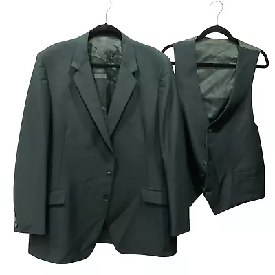 48L Phoenix Clothes Diamond  Men's Vintage Sport Coat Suit Jacket & Vest Green 2 • $29.79