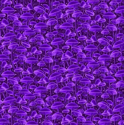 Timeless Treasures Electric Ocean Purple Mushrooms Cotton Fabric By The Yard • $17.35
