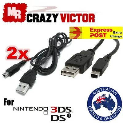 2x USB Charger Charging Cable Nintendo DSi NDSi DSI XL 3DS 3DS LL 2DS Consoles • $4.45