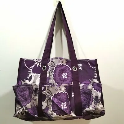 Thirty One All In Organizer Medium Bag Plum Awesome Blossom Purple Floral New • $17.99
