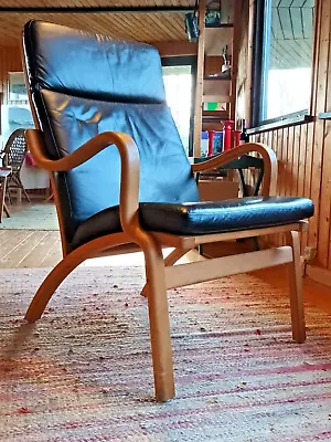 Chair Vintage Leather Easy 60er Mogens Hansen Stouby Denmark 70er Danish 60 • $641.71