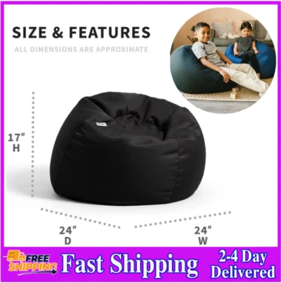 $25.92 • Buy Big Joe Dot Bean Bag Chair Kids With Filling Peat Black, Playrooms, Durable NEW