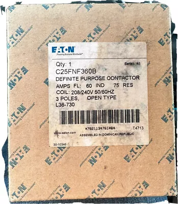 C25FNF360B Eaton / Cutler Hammer Contactor- 60 Amp 3 Pole 208/220/240V Coil B260 • $139.99