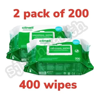 £18.99 • Buy 2 X CLINELL WIPES ANTIBACTERIAL WET WIPES KILLS 99.9% GERMS 200 WIPES PER PACK