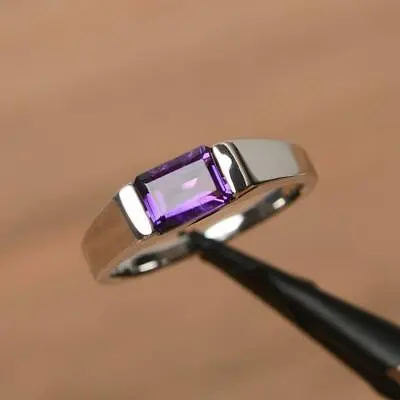 Natural Amethyst Gemstone With 925 Sterling Silver  Ring For Men's #C778 • $59.85