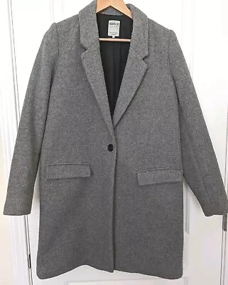 Zara Trafaluc Gray Long Wool Coat Size Medium • $35