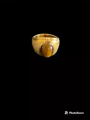 Men’s Vintage Gold Plated Tiger Eye Ring Size 8 • $30