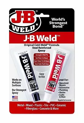 JB Weld Original Cold Weld Steel Reinforced Epoxy Glue Metal Wood Plastic PVC • £6.40