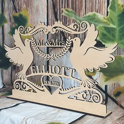 Mr And Mrs Table Sign Freestanding Sign Wedding Table Décor  Wooden Letters • £14.99