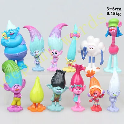 12 Dreamworks Trolls Action Figures Doll Playset Figurines Toy Cake Topper Decor • £9.99