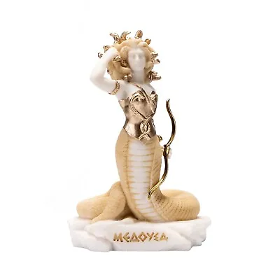 Medusa Ancient Greek Snakeheaded Monster Statue Alabaster Gold Tone 6.69 Inches • $47.90