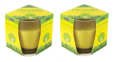 2 Outdoor Garden Citronella Glass Jar Candles Insects Mosquitos Repellent • £5.69