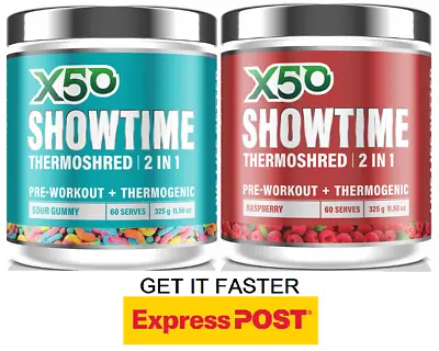 Tribeca Health X50 Showtime 2x60 Serves Fat Burner Green Tea Oxyshred Twin Pack • $104.90