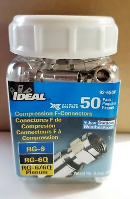 IDEAL Coaxial Compression F Connectors/ RG6 RG-6Q RG-6/6Q Plenum (50ct.) • $18