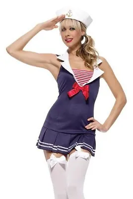 New Sailor Yacht Cute Blue Costume Dress & Hat Leg Avenue Nautical 8 10 12  • £24.99