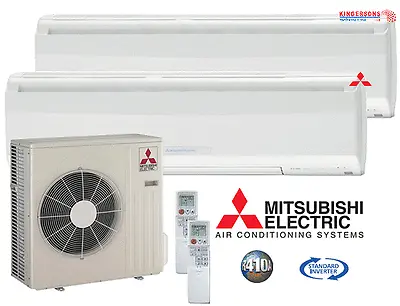 24000 BTU Mitsubishi Ductless Mini Split Air Conditioner & Heat DUAL ZONE 12+12 • $3869.99