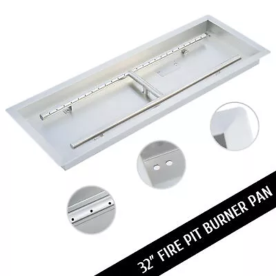 32  Drop-In Fire Pit Pan Natural Gas Burner Propane 130000 BTU Rectangular New • $28.70