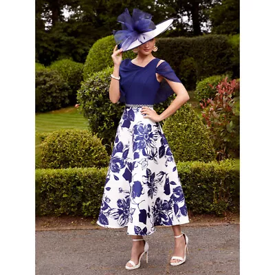 Veni Infantino 29819 Floral A Line Dress Navy Mother Wedding Occasion Guest • £299.99