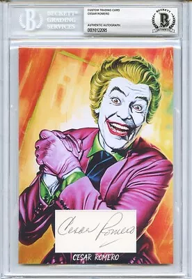 -BATMAN- JOKER CESAR ROMERO Beckett BAS Signed/Autograph/Auto Slabbed 5x7 Card • $99.99