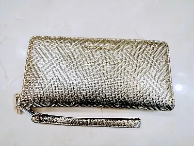 Michael Kors Jet Set Gold Leather Zip Around Continental Wallet Wristlet EUC • $88