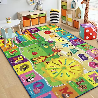 Educational Kids Area Rug For Playroom TPR Non Slip Kids Classroom Carpet 3x5 Ne • $53.97