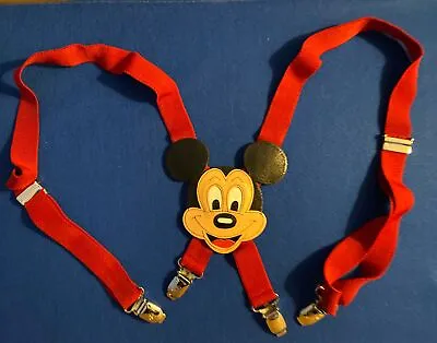 Vintage - Walt Disney - Classic Mickey Mouse Head - Leather Suspenders - Zephyr • $17.99