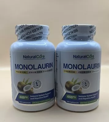 2 Natural Cure Labs Premium Monolaurin 600mg 100 Capsules Exp: 06/2025 • $32.99